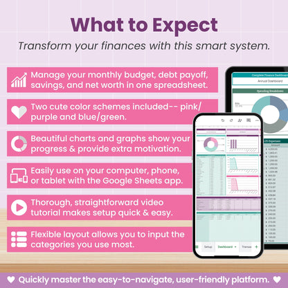 Complete Finance Dashboard and Annual Budget System for Google Sheets