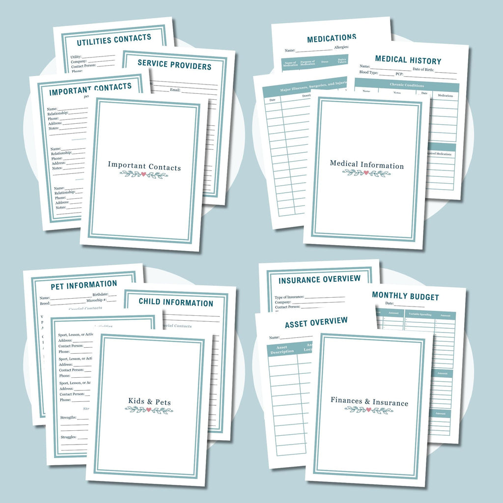 Editable Emergency Binder Canva Templates