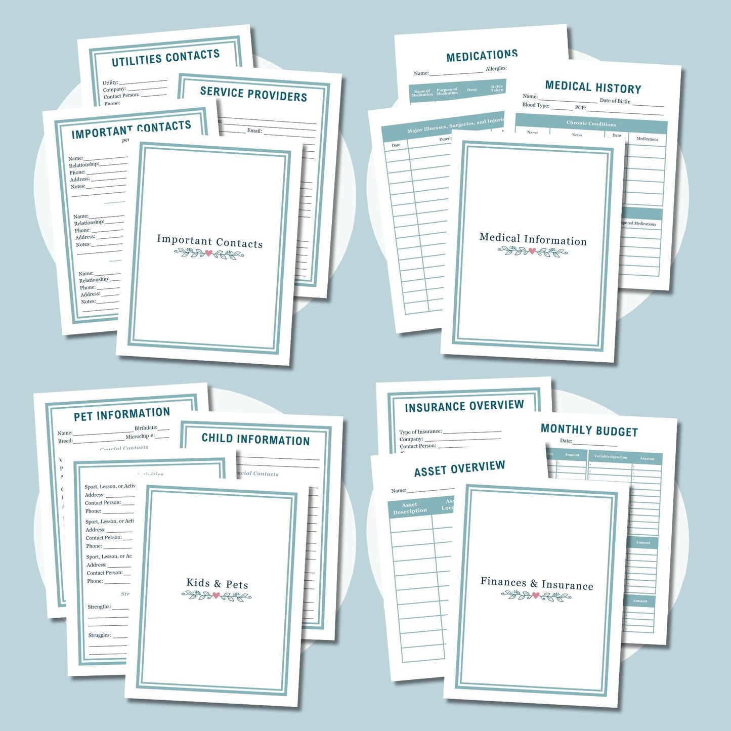 Editable Emergency Binder Canva Templates