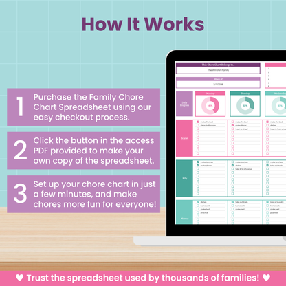 Family Chore Chart Spreadsheet for Google Sheets