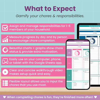 Family Chore Chart Spreadsheet for Google Sheets