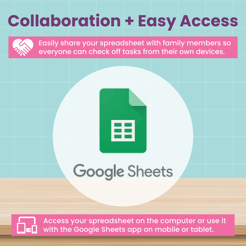 Family Chore Chart Spreadsheet for Google Sheets