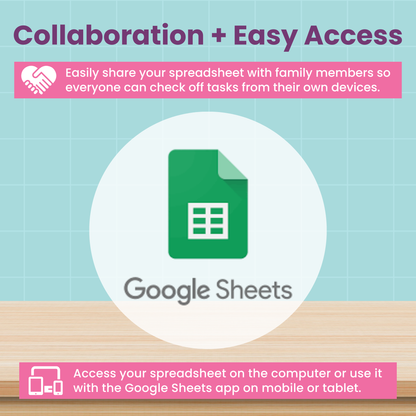 Family Chore Chart Spreadsheet for Google Sheets