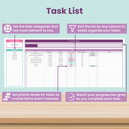 Home Renovation Project Spreadsheet for Google Sheets