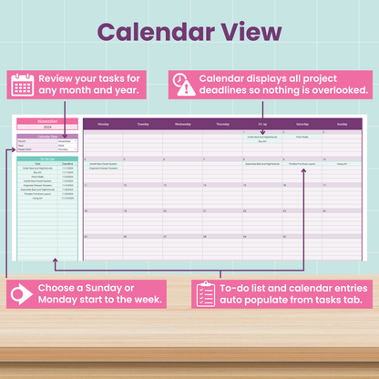 Home Renovation Project Spreadsheet for Google Sheets