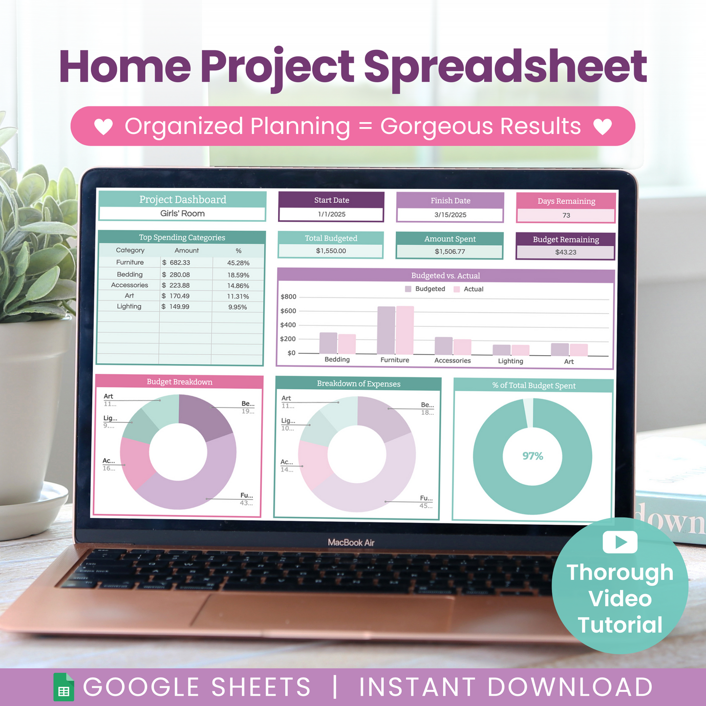Home Renovation Project Spreadsheet for Google Sheets