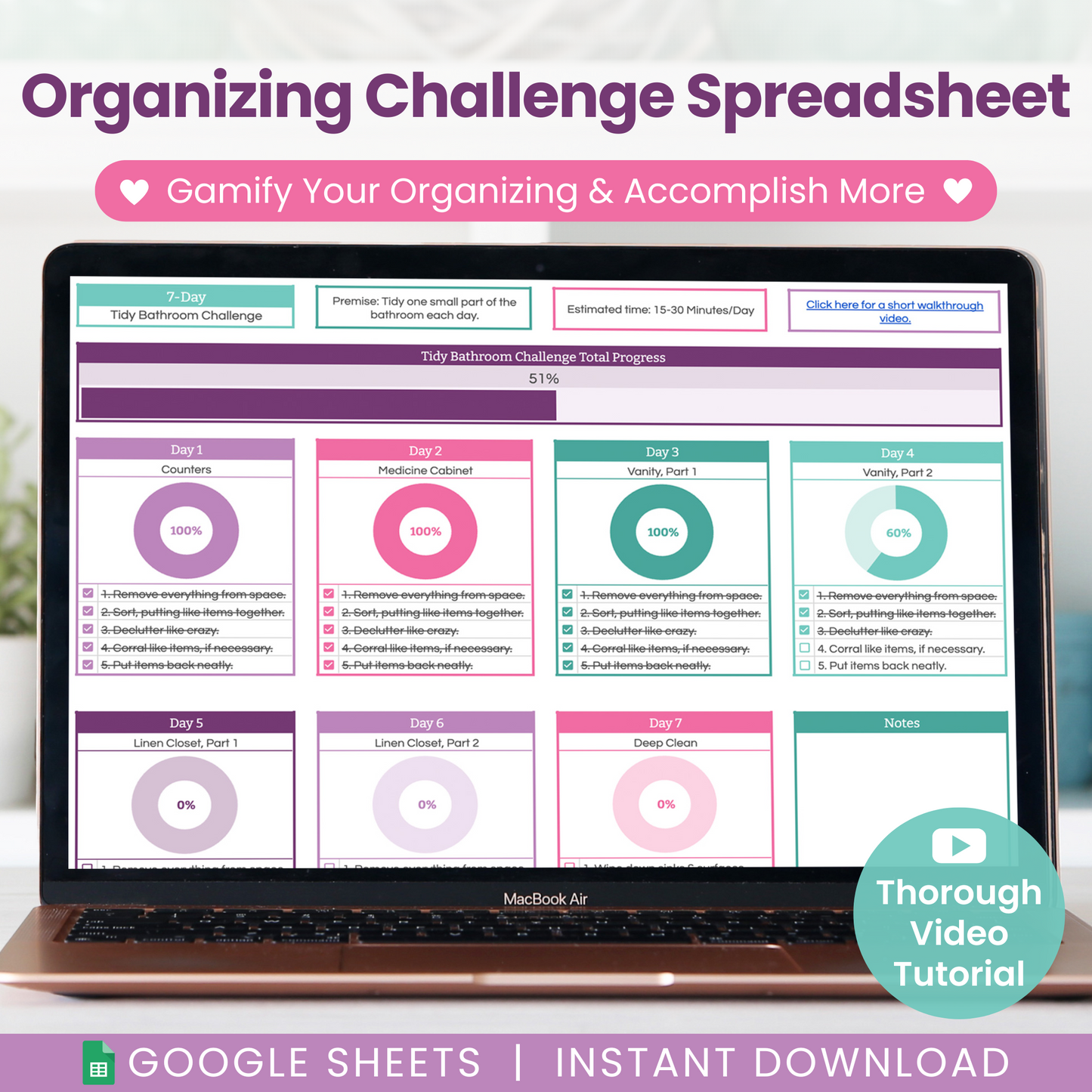 Organizing Challenge Spreadsheet for Google Sheets