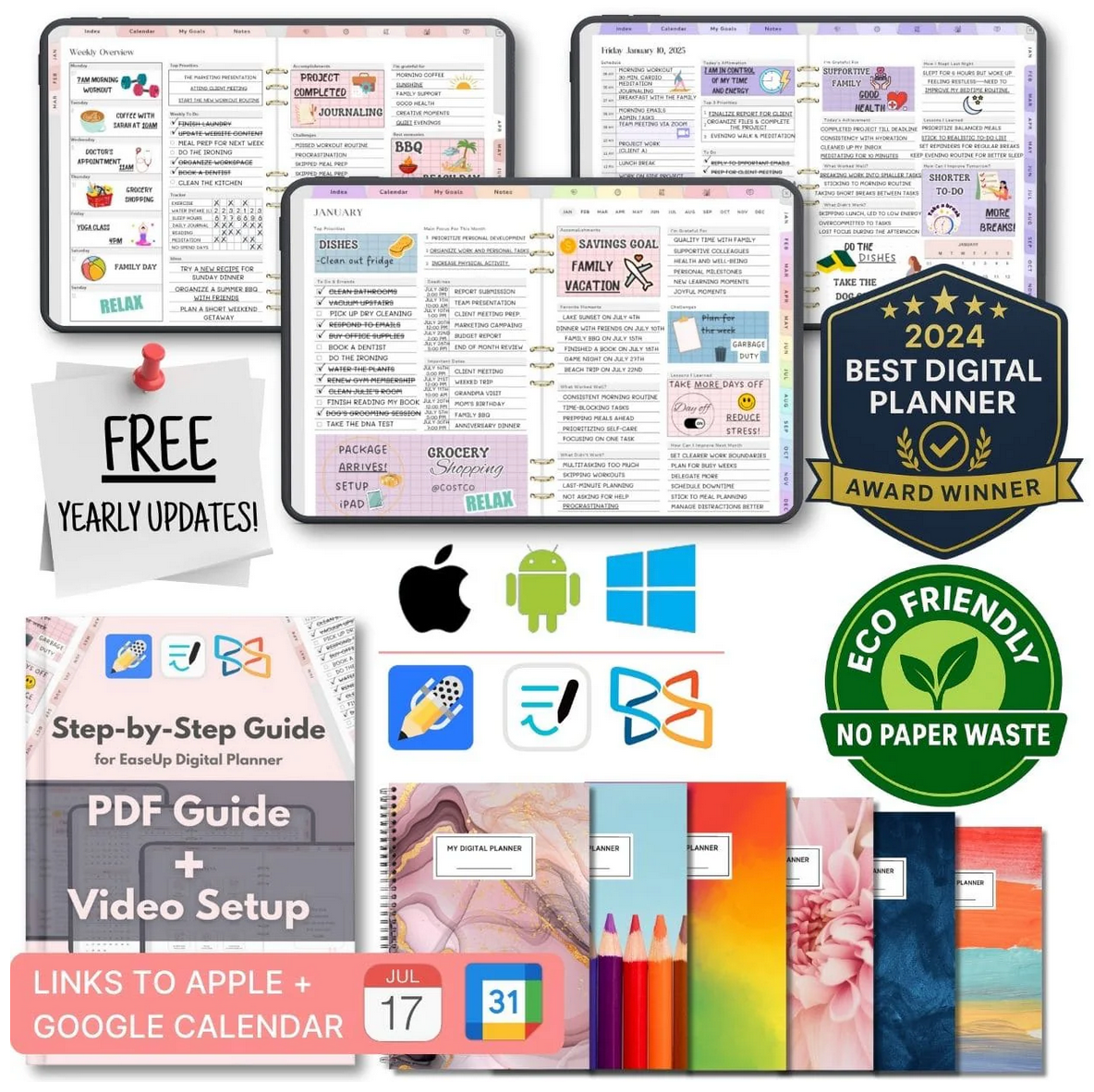 All-in-One Digital Planner – 2025 & 2026 | One-Time Purchase, Use Every Year