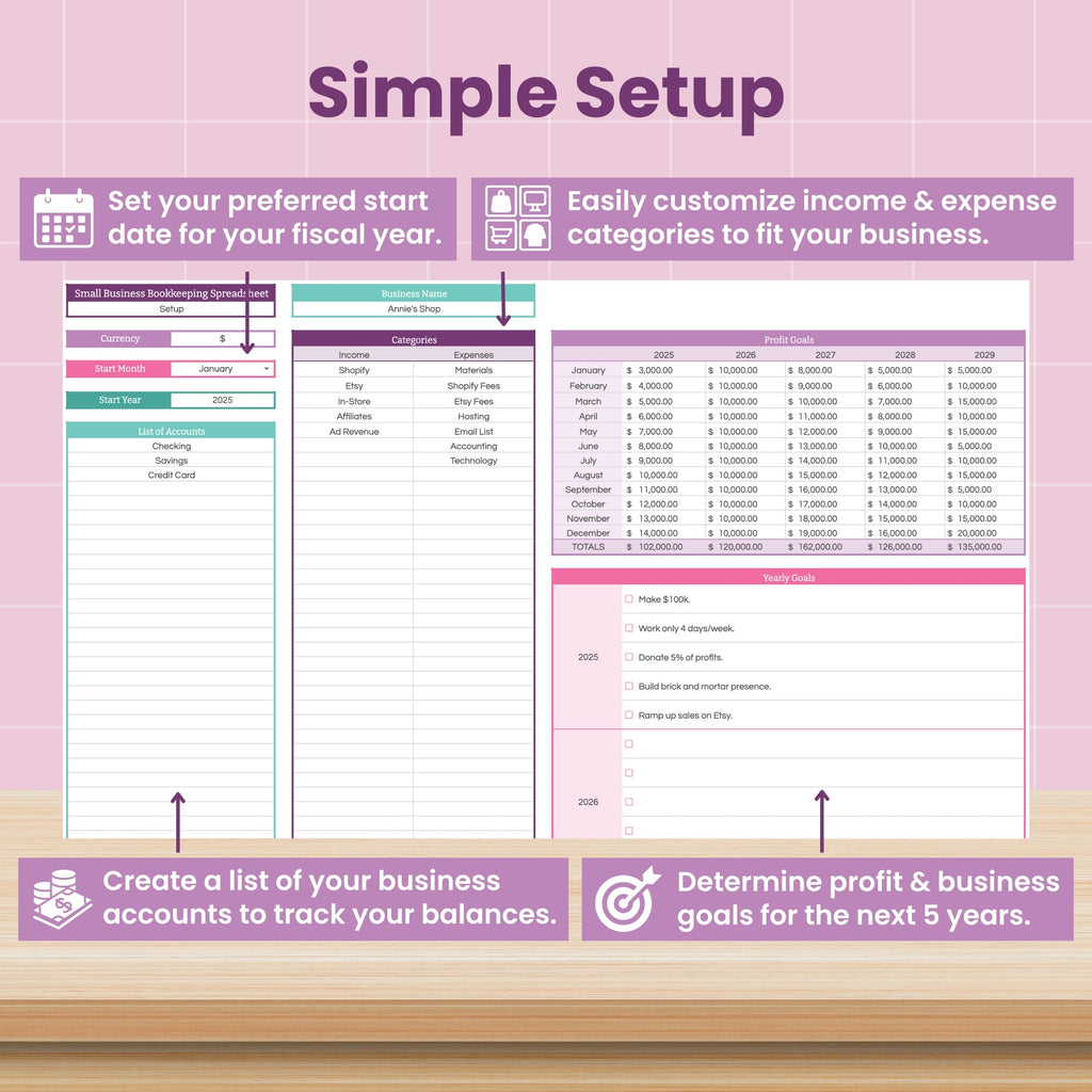 Small Business Bookkeeping Spreadsheet for Google Sheets