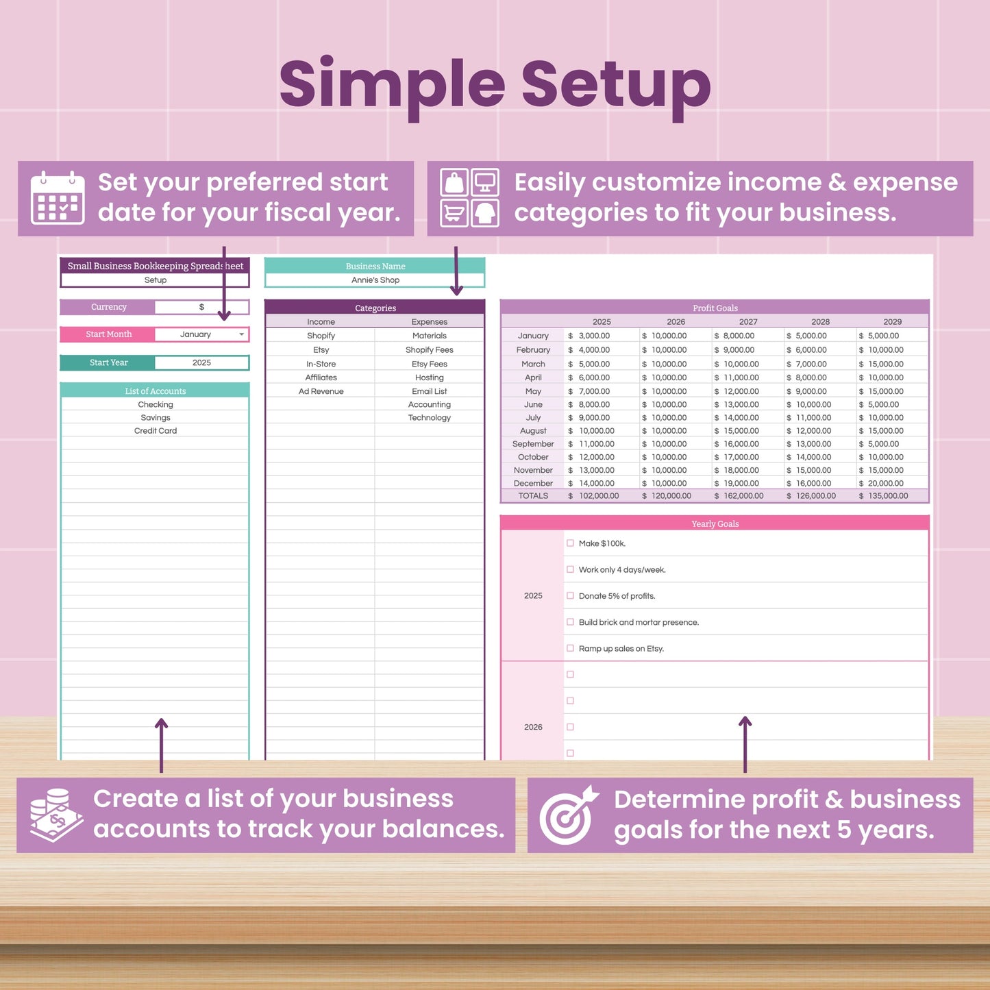 Small Business Bookkeeping Spreadsheet for Google Sheets