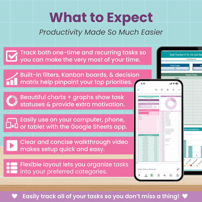 Task Tracker and To-Do List Spreadsheet for Google Sheets